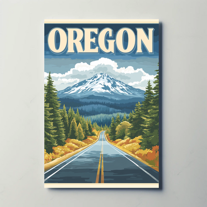 Oregon Vintage Poster - Scenic Mountain Road
