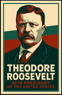 Theodore Roosevelt 26th President Heritage Typography Poster