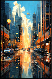 Futuristic Cityscape with Floating Vehicles Sci-Fi Poster