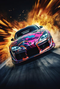 Speed and Power Multicolored Sports Car Poster