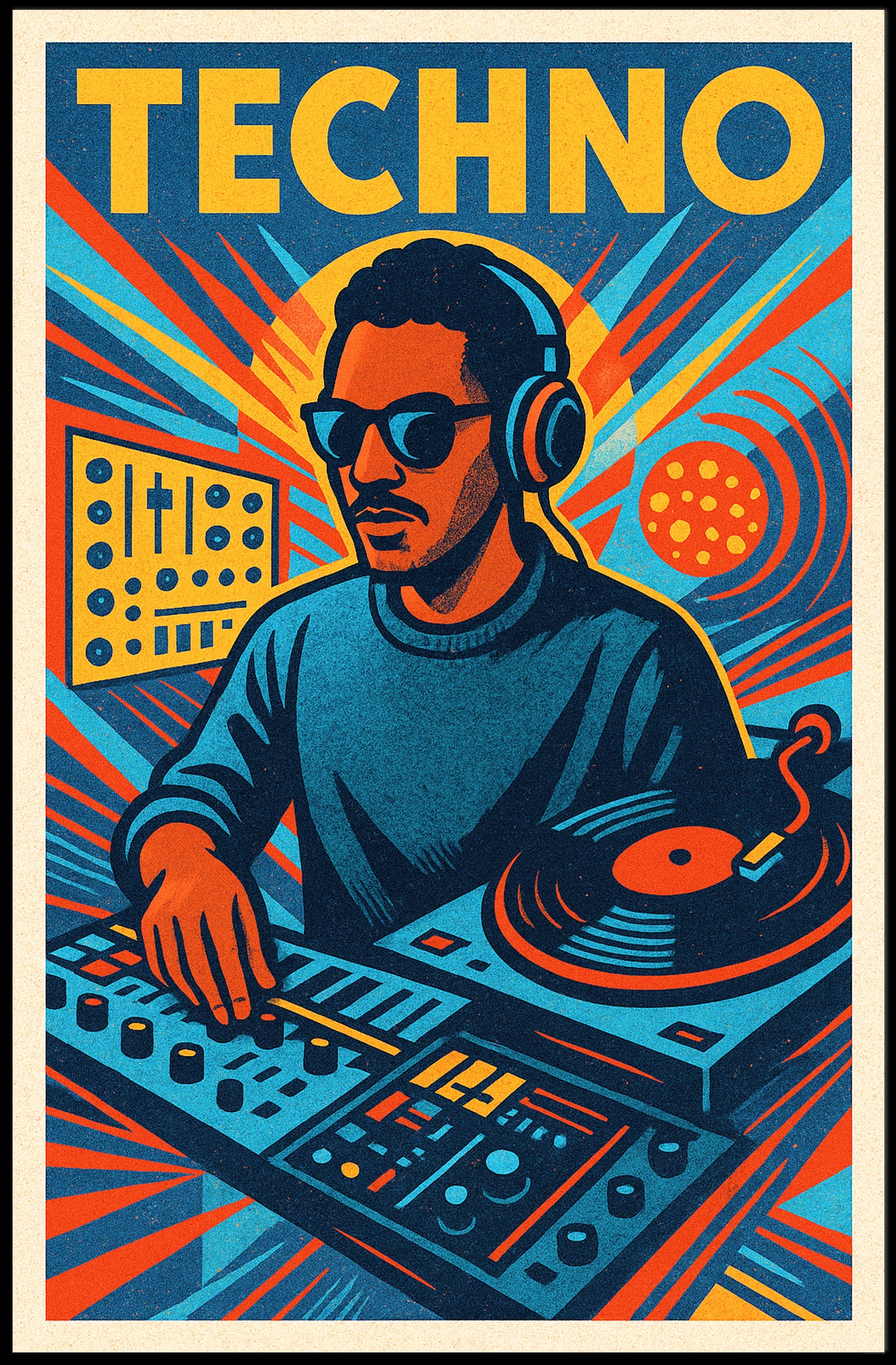 Techno Vibes Poster PosterGoat