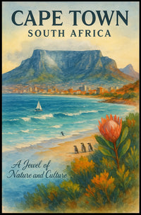 Cape Town Tranquility: Watercolor Art Poster Print