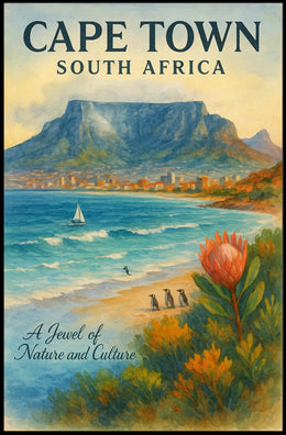 Cape Town Tranquility: Watercolor Art Poster Print