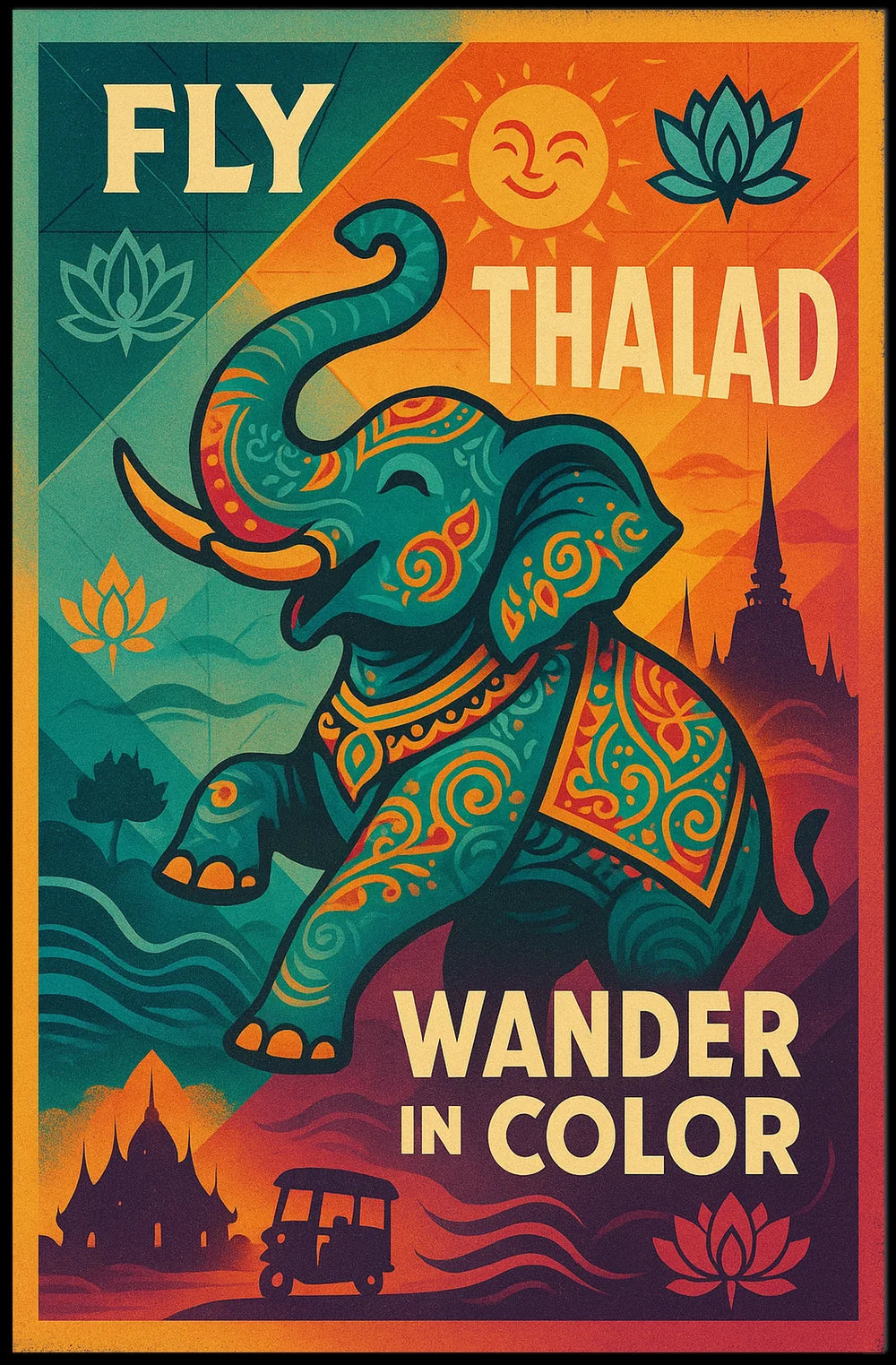 Thailand Adventure Vintage Travel Poster PosterGoat