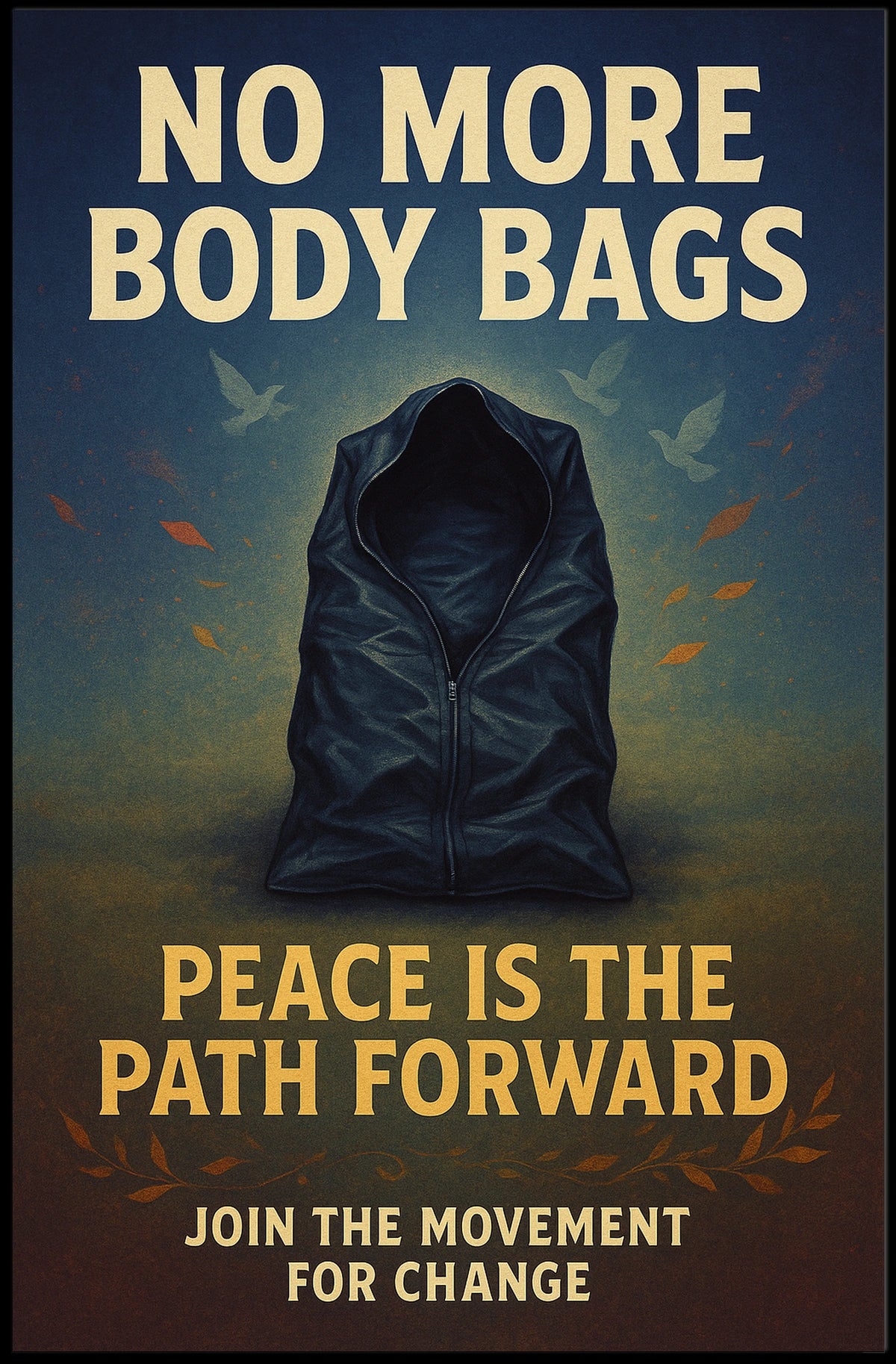 Peaceful Anti-War Poster: No More Body Bags