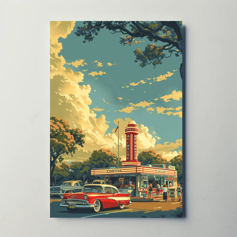 Vintage 1950s American Diner Poster - Cultural Heritage Poster