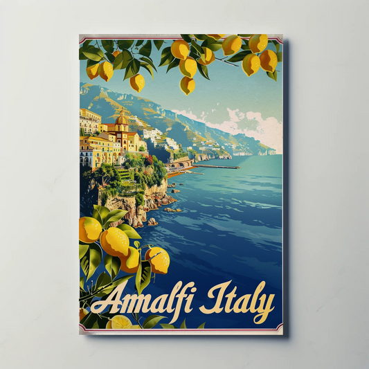 Amalfi Italy Bright Vintage Poster