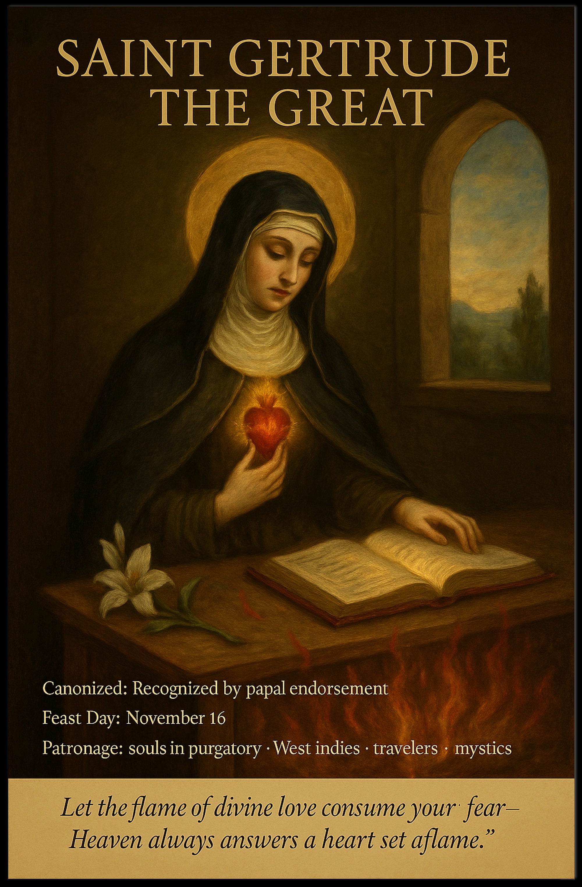 Saint Gertrude the Great Religious Heritage Poster