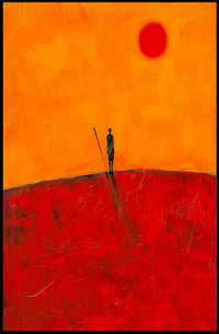 Solitary Journey Sunset Poster Minimalist Wall Art