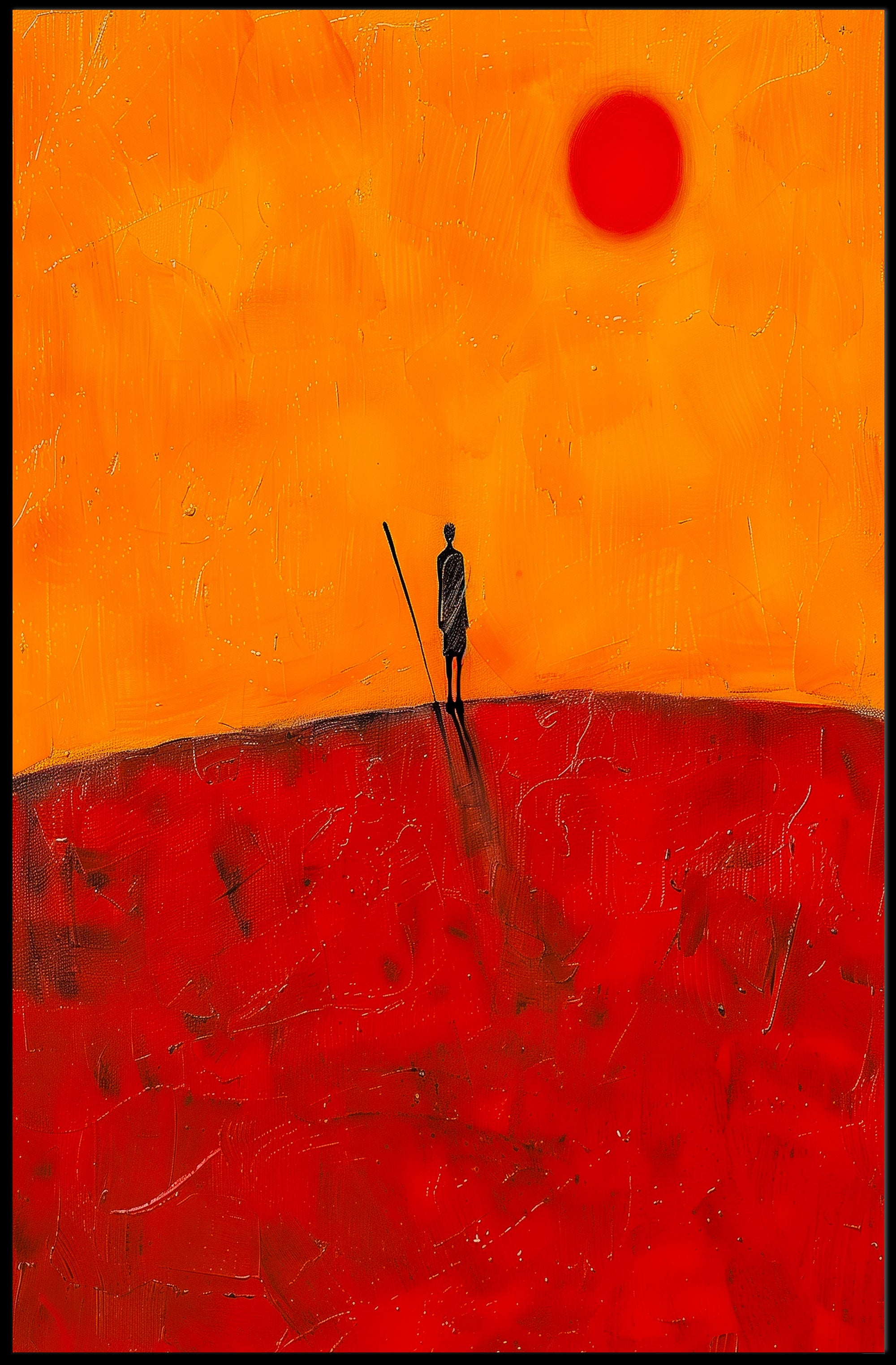 Solitary Journey Sunset Poster Minimalist Wall Art