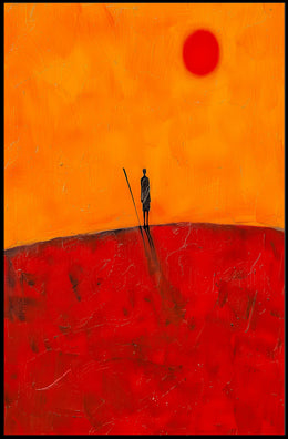 Solitary Journey Sunset Poster Minimalist Wall Art