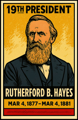 Rutherford B. Hayes 19th President of the United States Inked Comic Style Poster