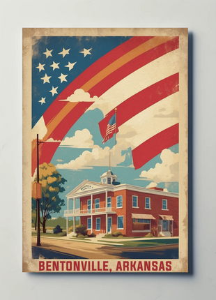 Bentonville Arkansas Town Center Vintage Travel Poster