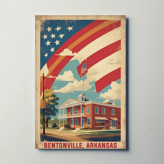 Bentonville Arkansas Town Center Vintage Travel Poster