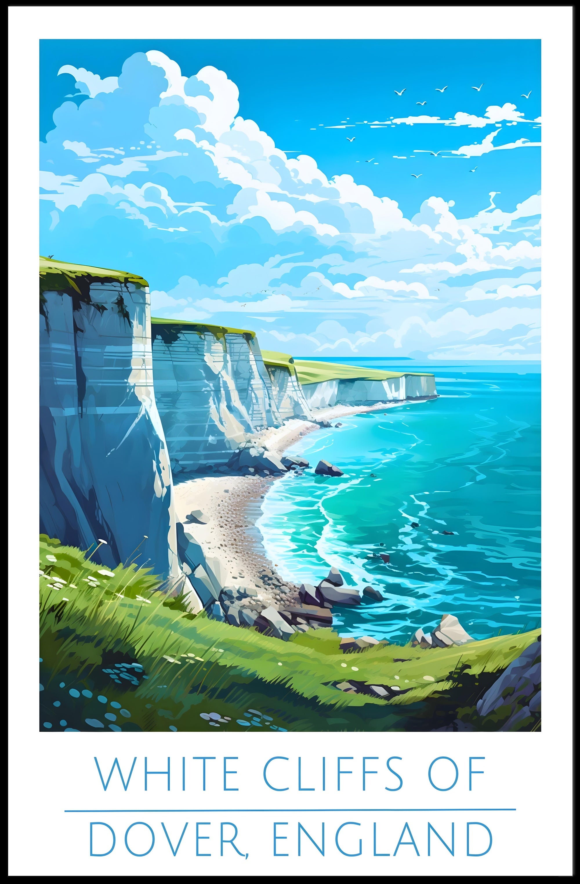 White Cliffs of Dover Scenic Travel Poster
