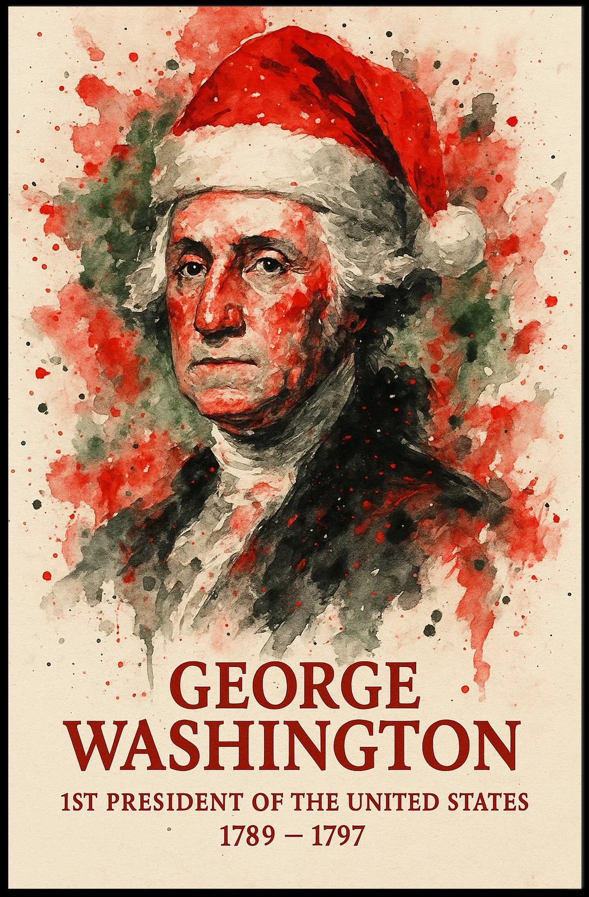 George Washington Watercolor Print for Historical or Presidential Poster