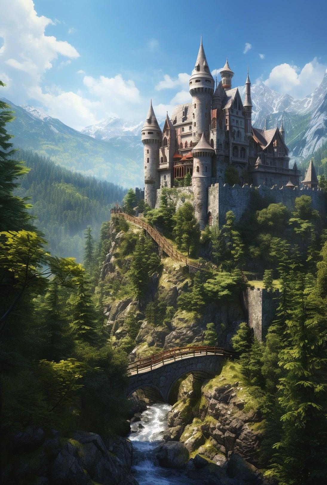 Enchanted Medieval Castle Adventure Poster - Fantasy Art Print