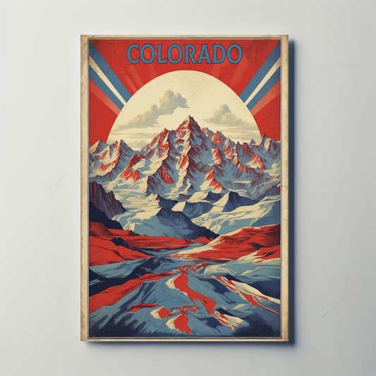 Colorado Mountains Scenic Sunrise Horizon Vintage Travel Poster