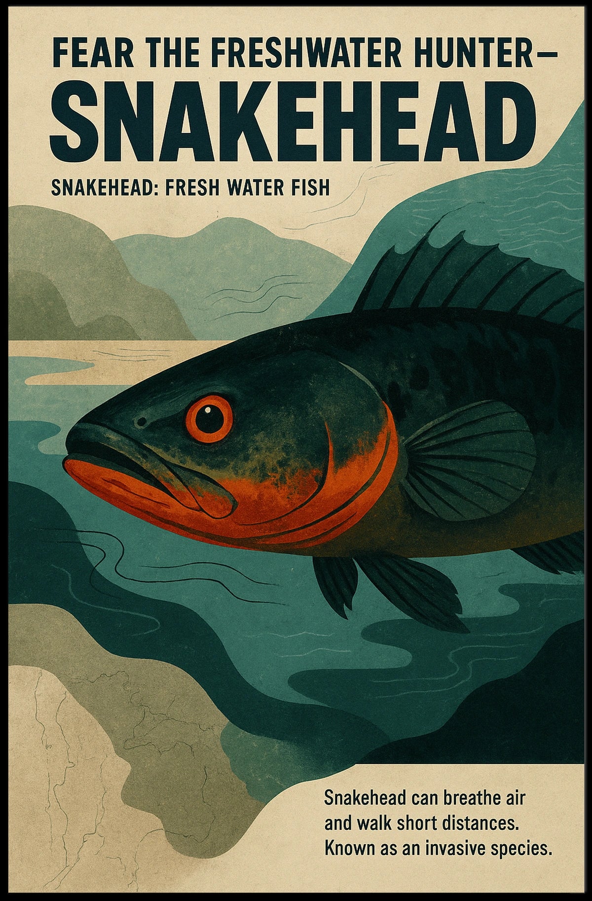 Fear the Freshwater Hunter Snakehead Poster