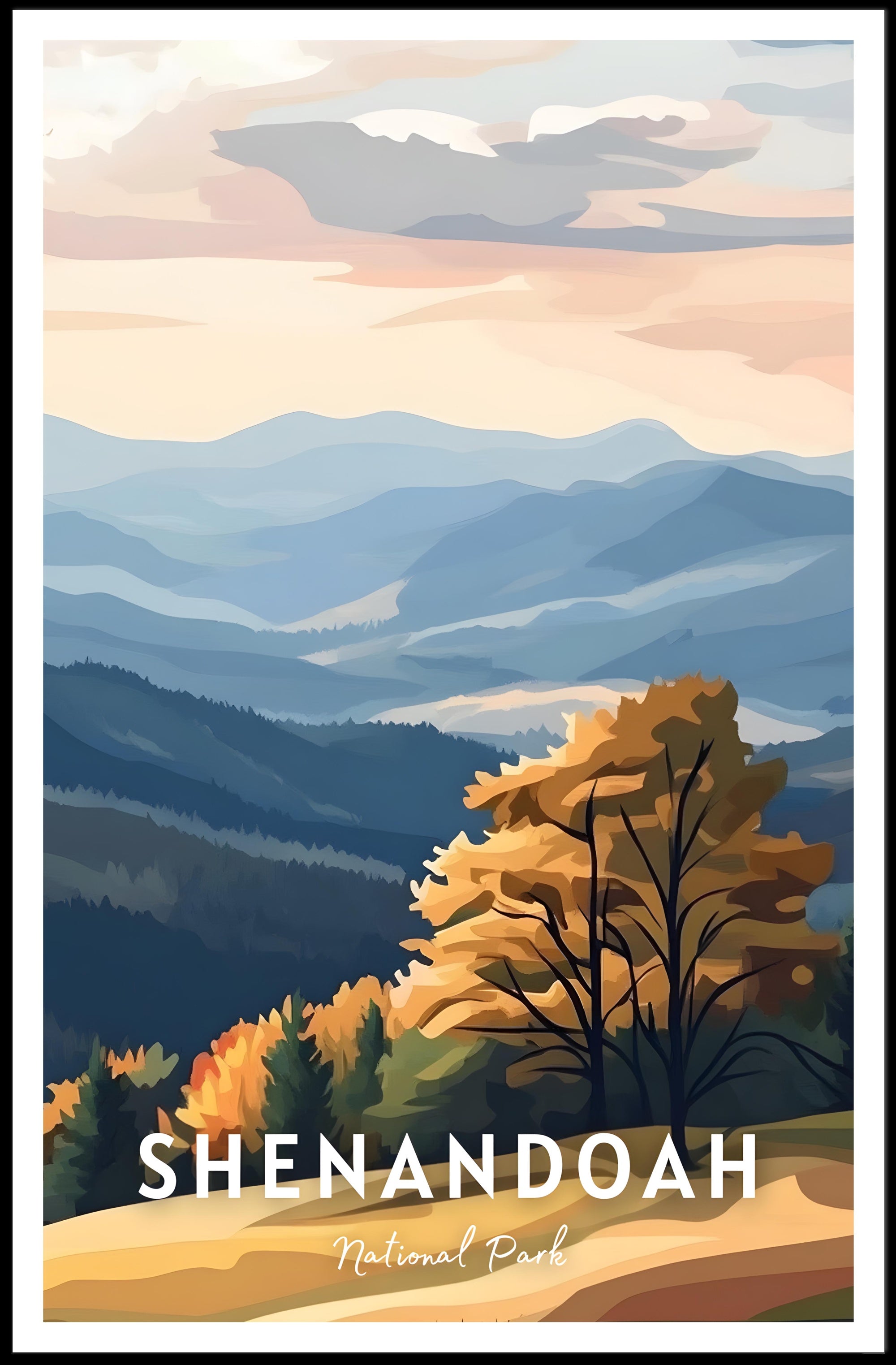 Shenandoah National Park Travel Poster Vintage Print