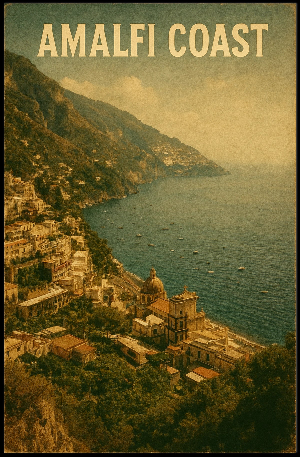 Amalfi Coast Vintage Travel Vintage Poster