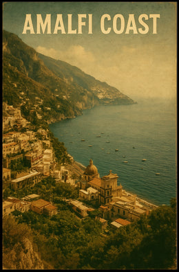 Amalfi Coast Vintage Travel Vintage Poster