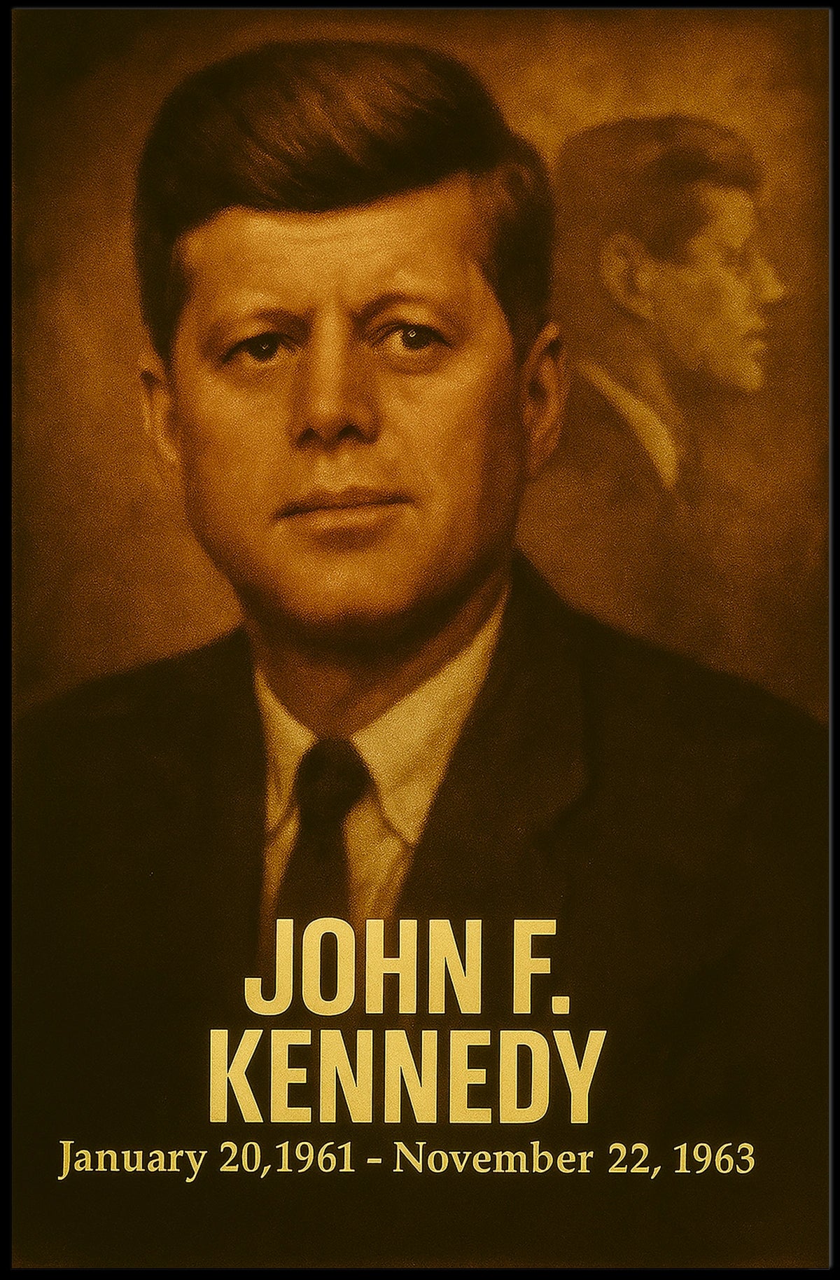 John F Kennedy Poster Vintage Analog Film Aesthetic Presidential Portrait Wall Art Historical Print