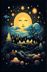 Celestial Harmony Moonlit Forest Poster