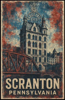 Scranton Electric City Vintage Heritage Art Nouveau Poster