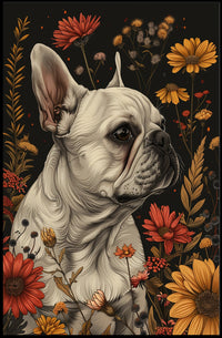 Floral Bulldog Portrait Poster
