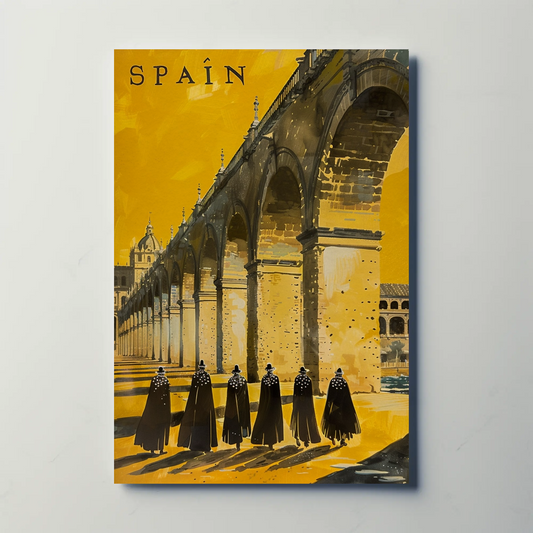 Spain Arches Cloaked Figures Historic Poster Poster