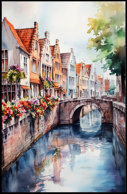 Belgium Bruges Canal and Old Town Poster