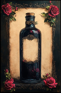 Vintage Potion Bottle With Roses Vintage Poster