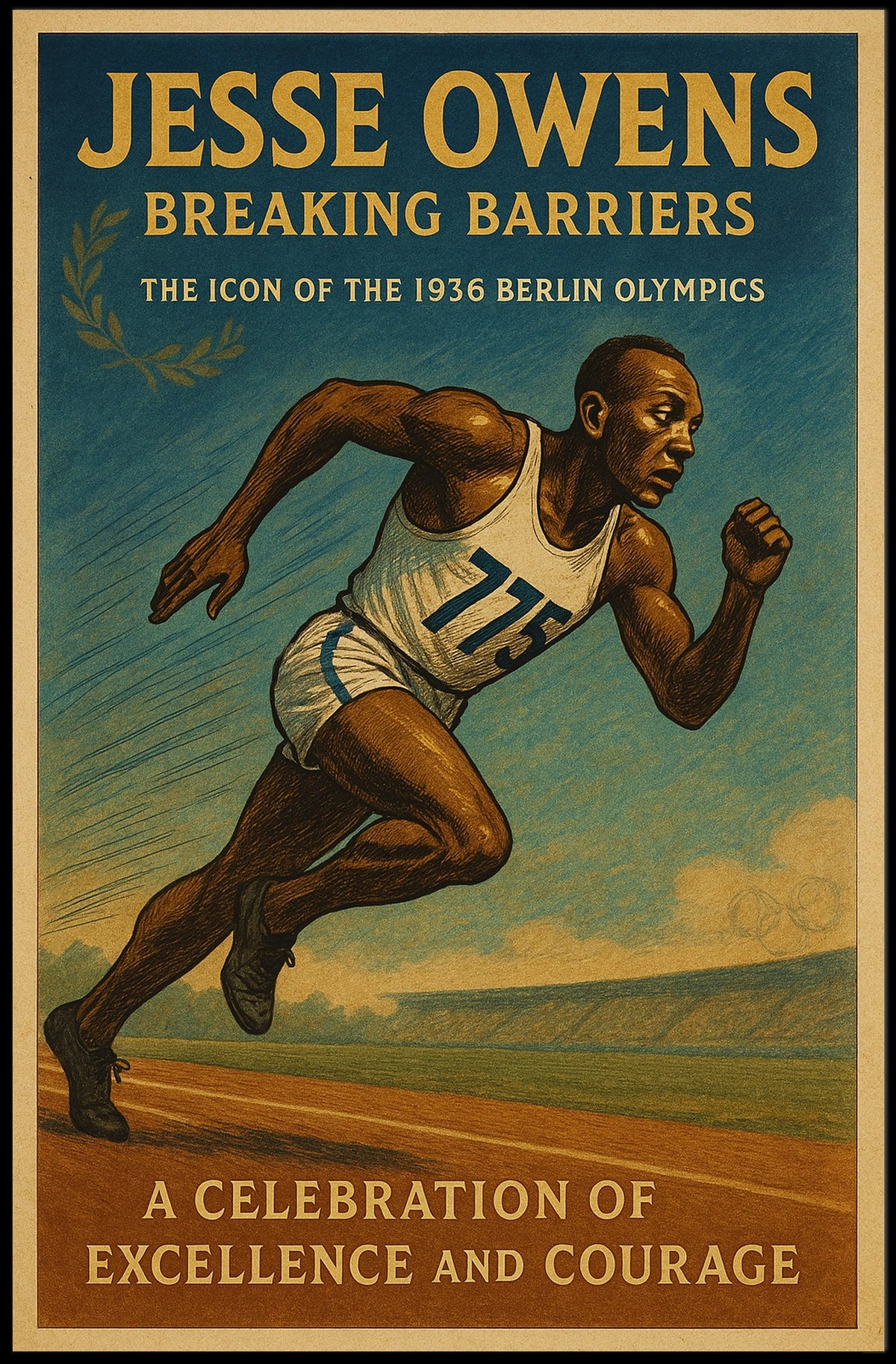 1936 Olympic Athlete Vintage Art Poster