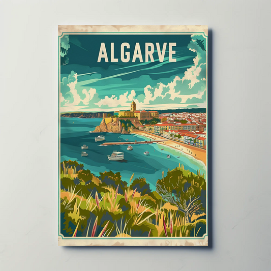 Algarve Portugal Coastal Town Travel Poster
