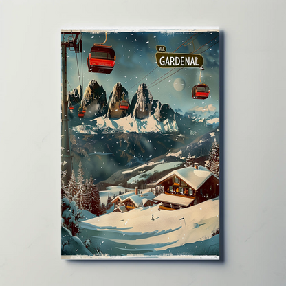 Val Gardena Italy Ski Resort Winter Travel Poster