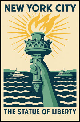 Statue Of Liberty NYC Icon Travel Poster Vintage Wall Art