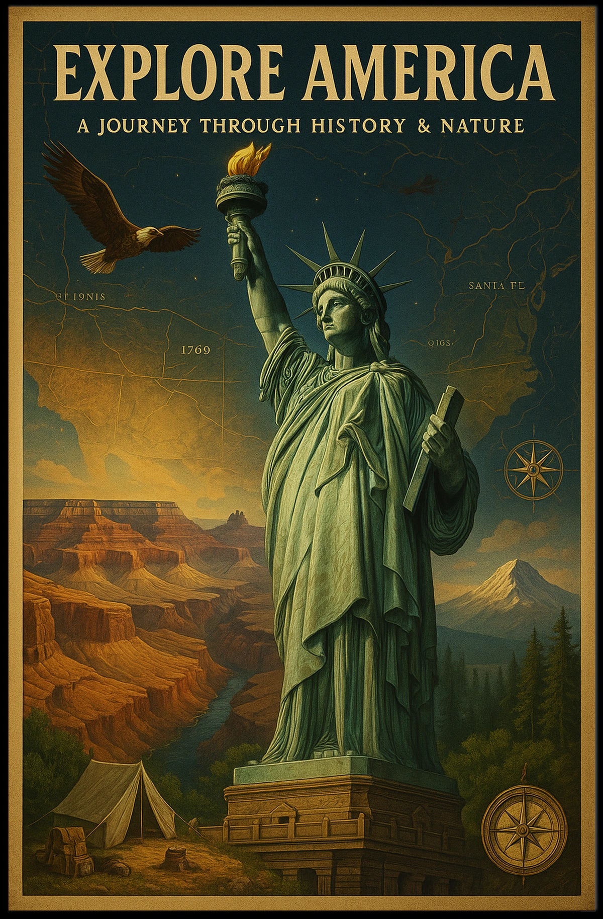 Explore America A Journey Through Poster