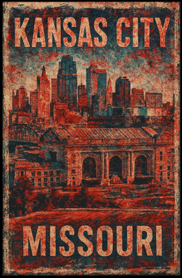 Kansas City Vintage Skyline Collector Poster