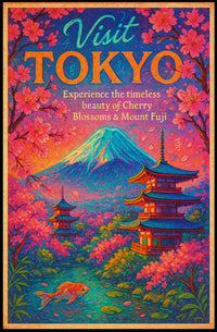 Visit Tokyo Cherry Blossoms Mount Fuji Poster