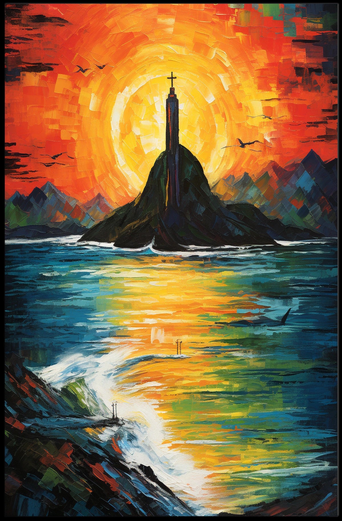 Sunset Silhouette Artistic Poster