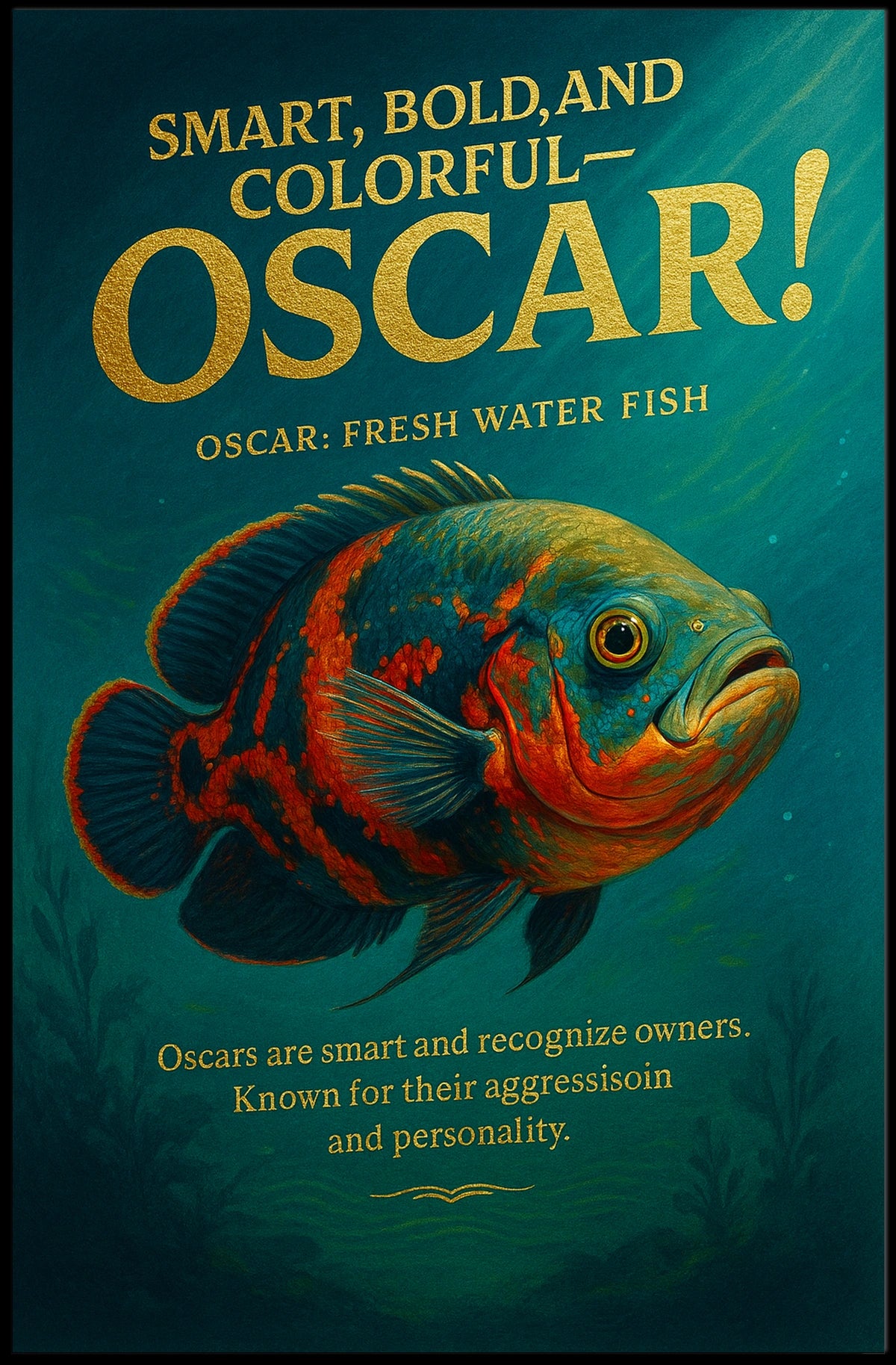 Oscar Fish Illustration: Bold Aquatic Art Poster