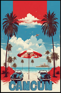 Cancún Beach Vintage Travel Poster