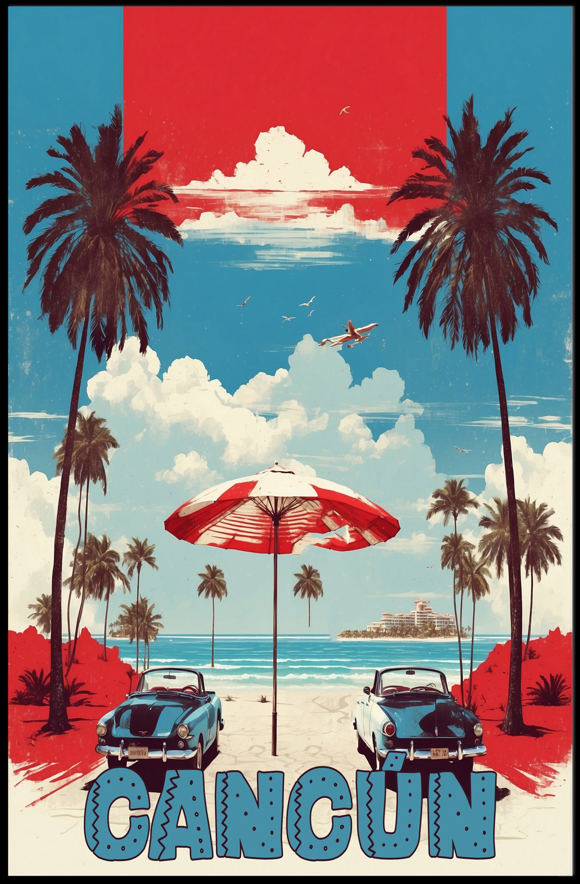 Cancún Beach Vintage Travel Poster