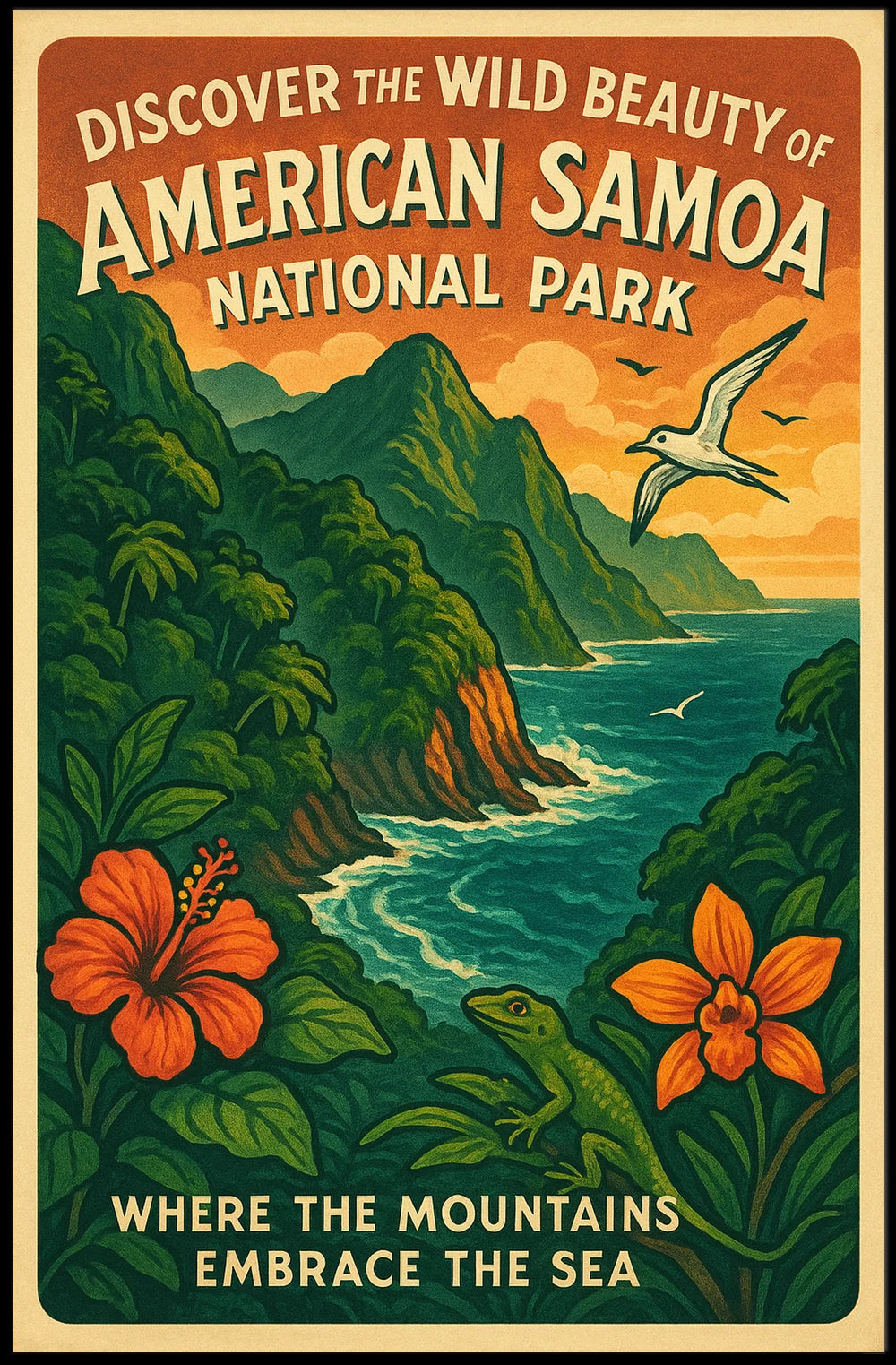 Vintage Scenic Travel Destination Poster