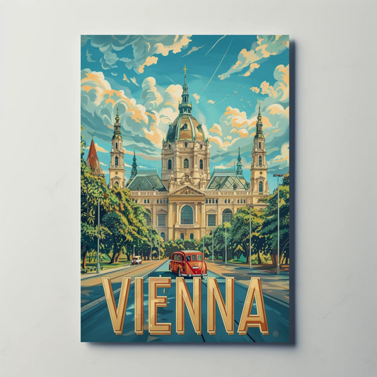 Vienna Austria Grand Palace Domes Road Travel Poster