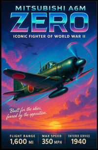 Mitsubishi A6M Zero Iconic Fighter of World War II Poster