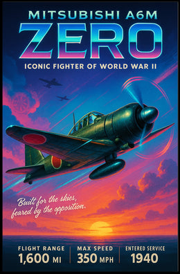 Mitsubishi A6M Zero Iconic Fighter of World War II Poster