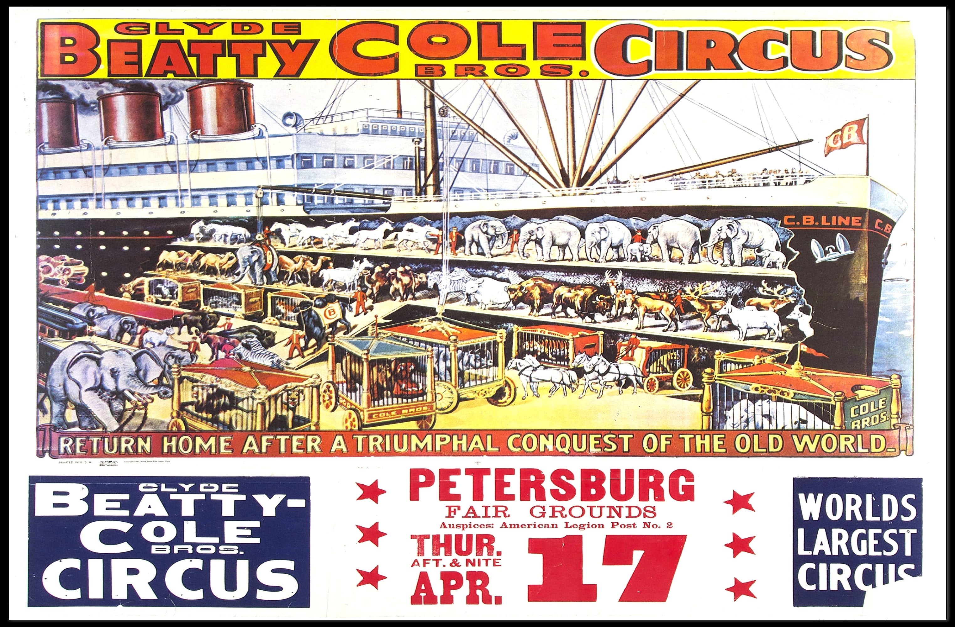 Clyde Beatty-Cole Bros. Circus Poster