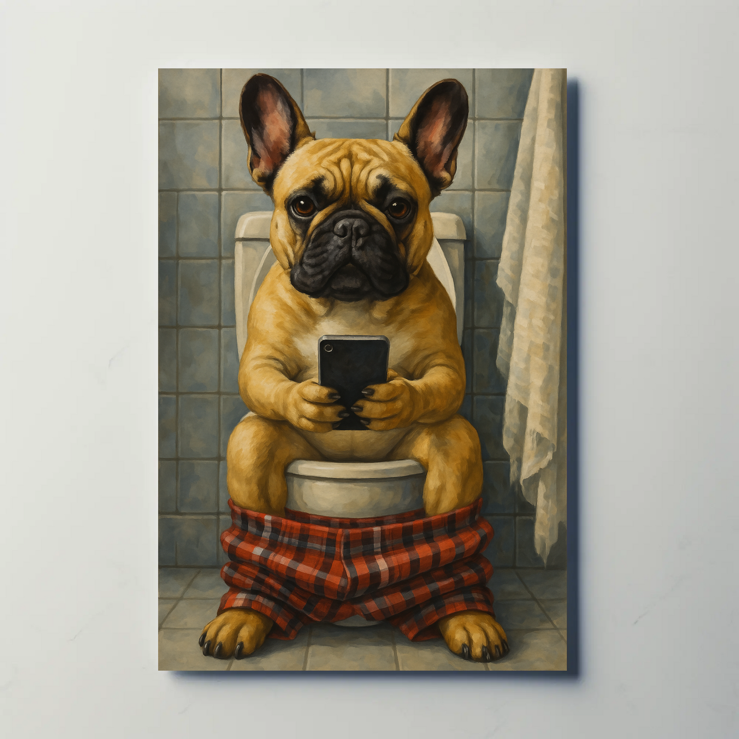 French Bulldog Pooping Vintage Poster